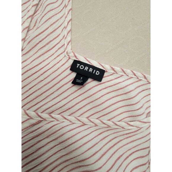 Torrid Tank Top Lace Up Spaghetti Strap Adjustable Brick‎ Red Verticle Stripe 1 - Picture 10 of 12